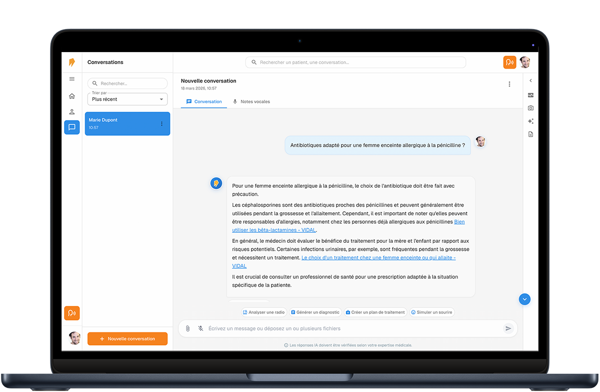 Interface CadSmile - Assistant IA pour dentistes